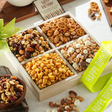 Broadway Basketeers Birthday Nuts Gift Basket Gourmet Nut Box Assortment For Men And Women, Healthy Gift Tray For Celebration