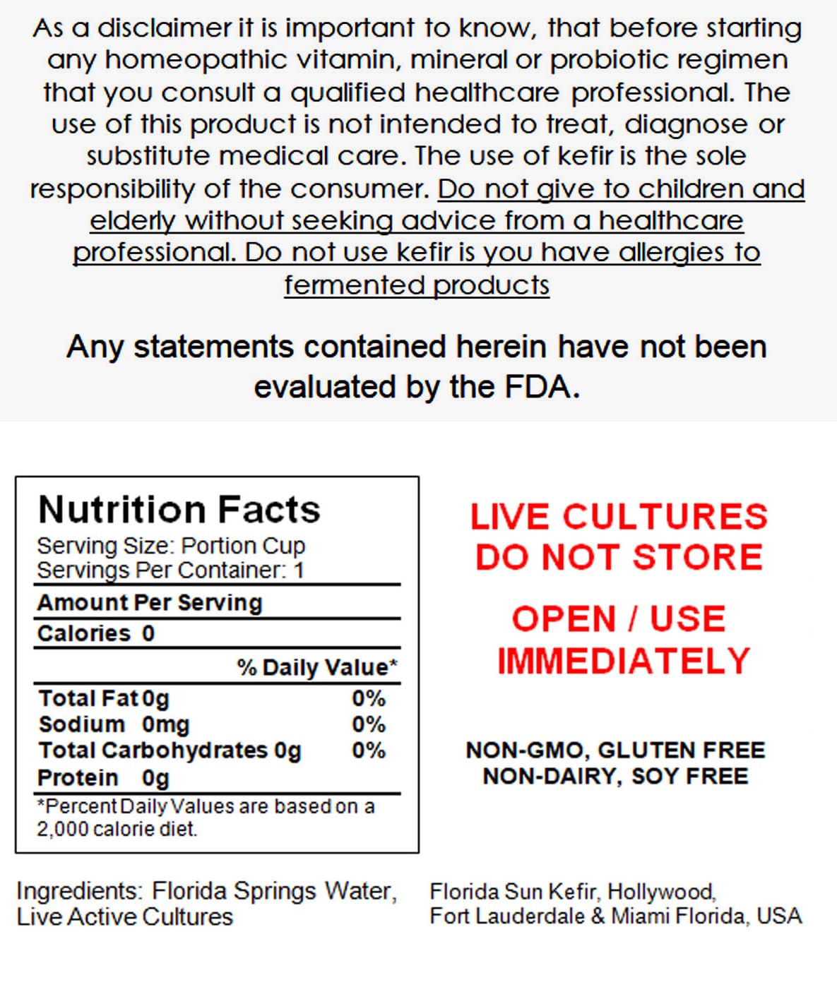 (4) Portion Cups Of Live Florida Sun Kefir Water Kefir Grains Natural Probiotics (6) Six Brewing Bags Included