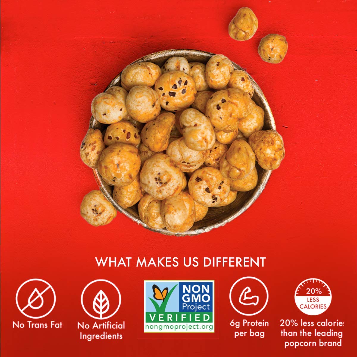 Taali Sriracha Spice Water Lily Pops (4-Pack) - Spicy Roasted Fox Nuts Makhana Snack | Crunchy Indian Healthy Snacks | Protein-r