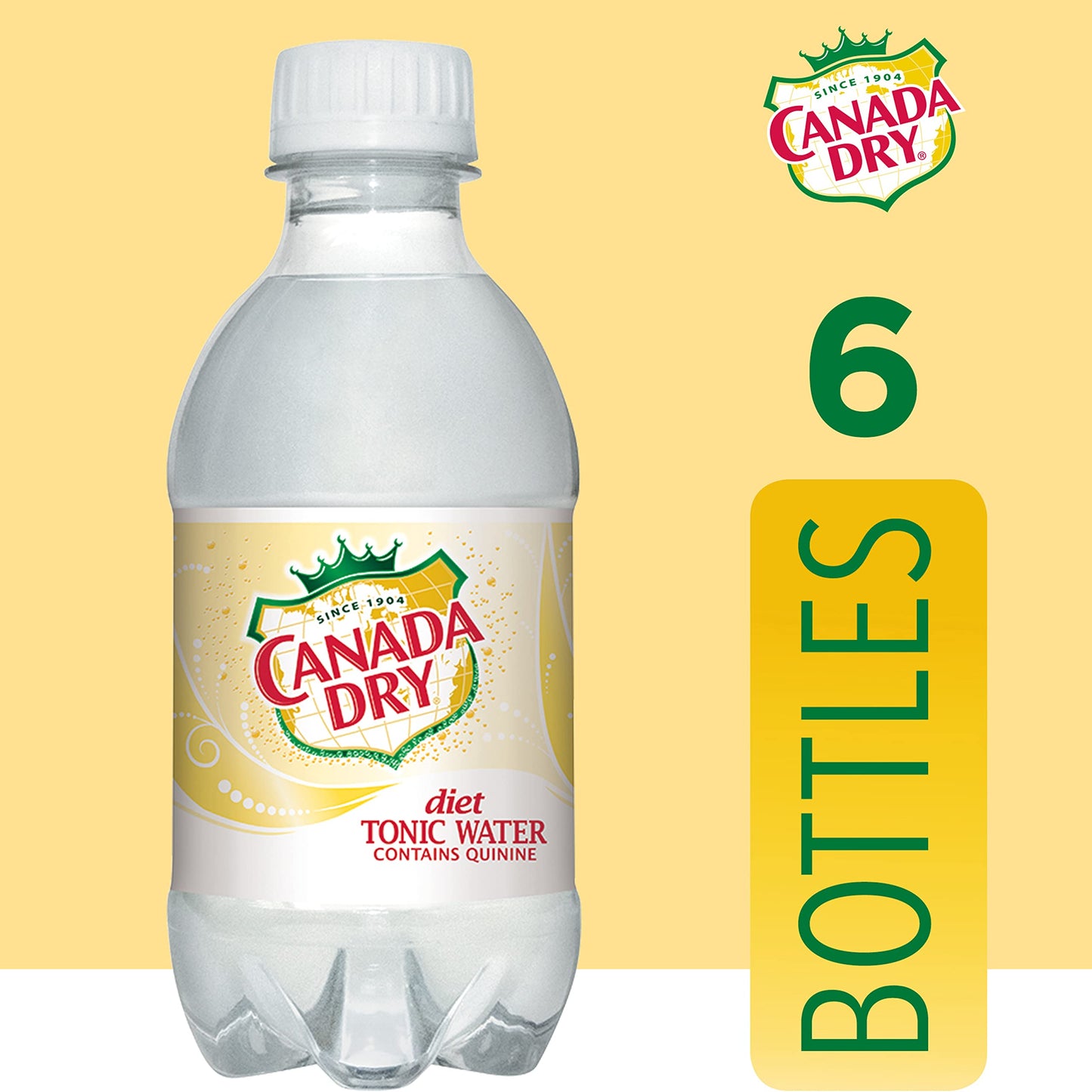 Canada Dry Diet Tonic Water, 10 Fl Oz Plastic Bottle, Pack of 6