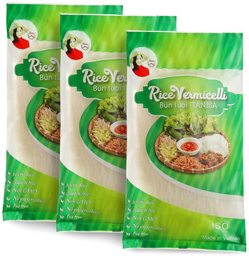 Tanisa 3 Pack Rice Vermicelli Noodles, Gluten Free Ramen Noodles, Rice Noodles Thin For Asian Food, Healthy Vegan Instant Noodle