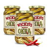 Wickles Pickles Wicked Okra (3 Pack) - Sweet & Spicy Pickled Okra - Slightly Sweet, Definitely Spicy, Wickedly Delicious (16 oz 