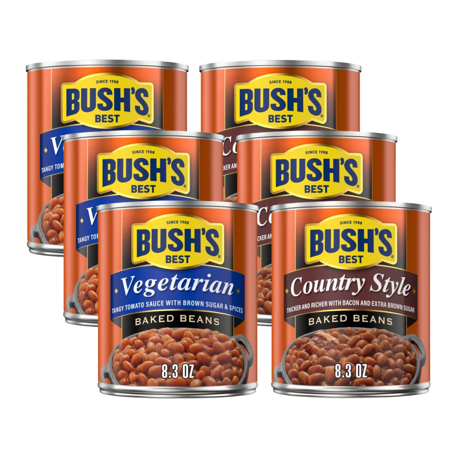 Bushs Best Baked Beans Variety Pack, Seasoned Beans in Savory Sauce for BBQ, Cookouts, Side Dishes and Easy Meals, Vegetarian an