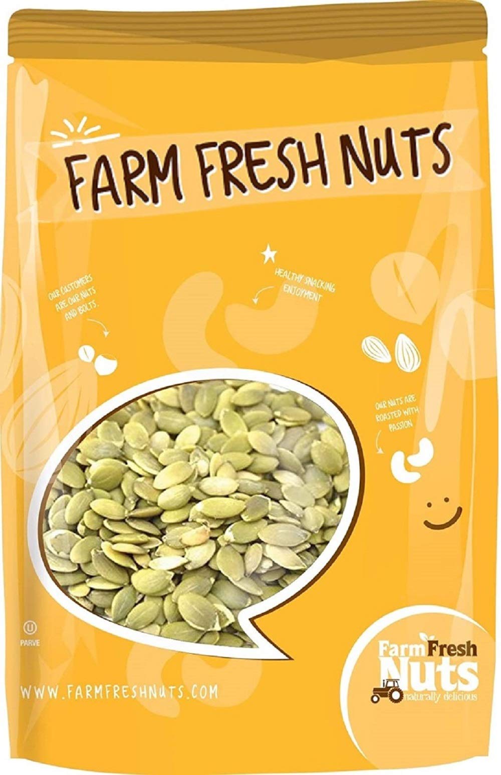 Dry Roasted Pepitas/Pumpkin Seeds With Himalayan Salt (2 Lbs.) - Roasted To Perfection In Small Batches For Added Freshness - Vegan & Keto Friendly - Farm Fresh Nuts Brand