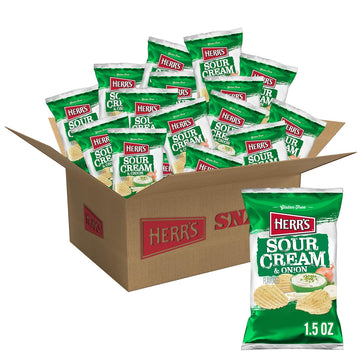 HERRS Sour Cream and Onion Potato Chips, 1.5oz (Pack of 24 Bags)