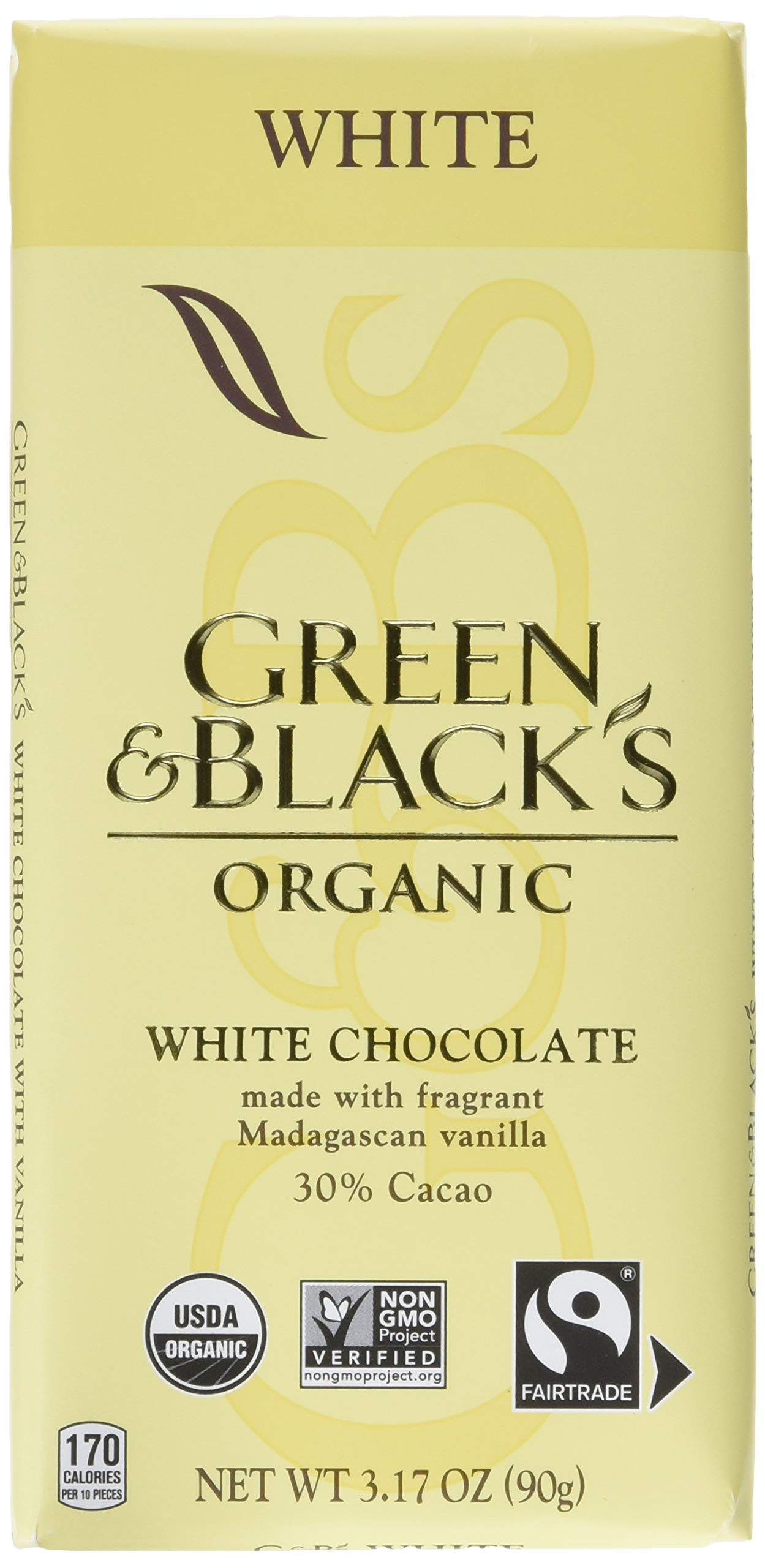 Green & Blacks Organic White Chocolate Bars, 30% Cacao, 10 - 3.17 Oz Bars,, 10Count
