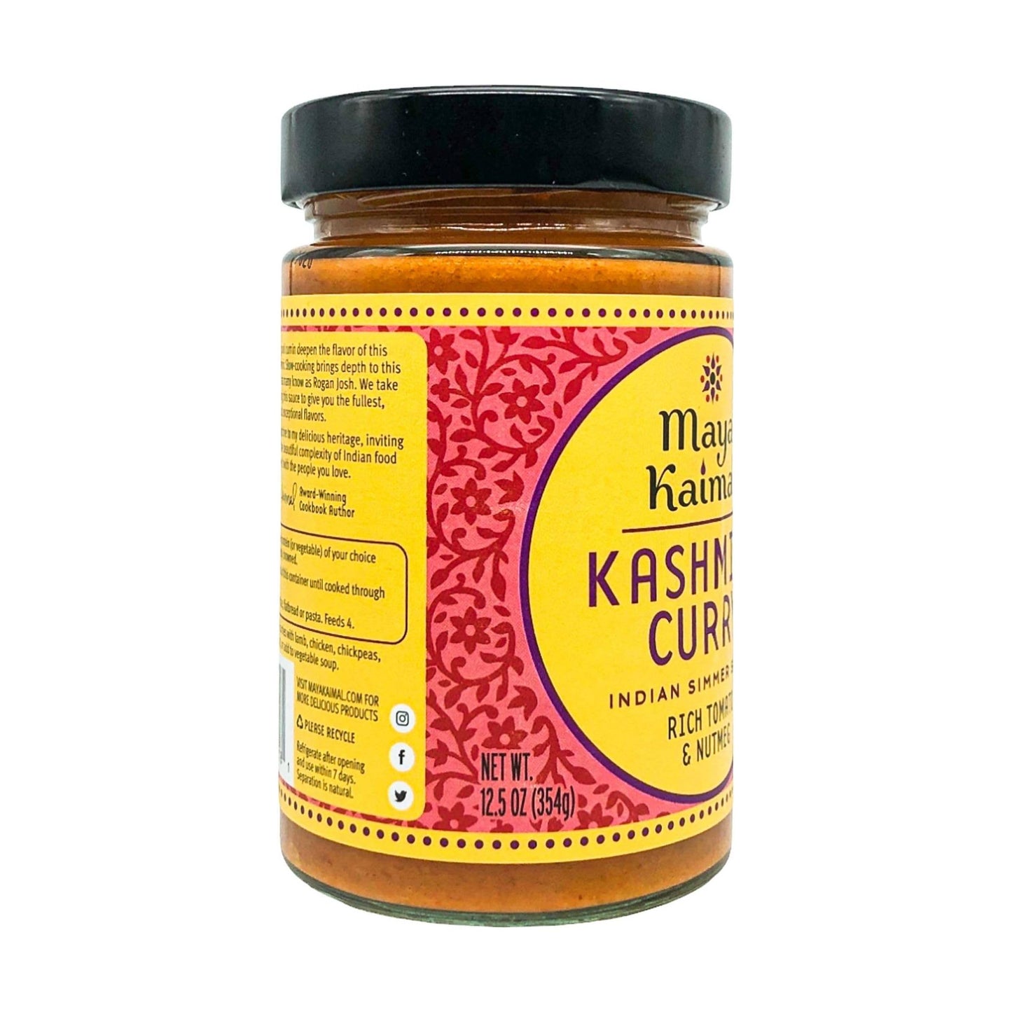 Maya Kaimal Kashmiri Curry Sauce, 12.5 Oz, Mild Indian Simmer Sauce With Tomato And Nutmeg. Vegan, Gluten Free, Non-Gmo Project