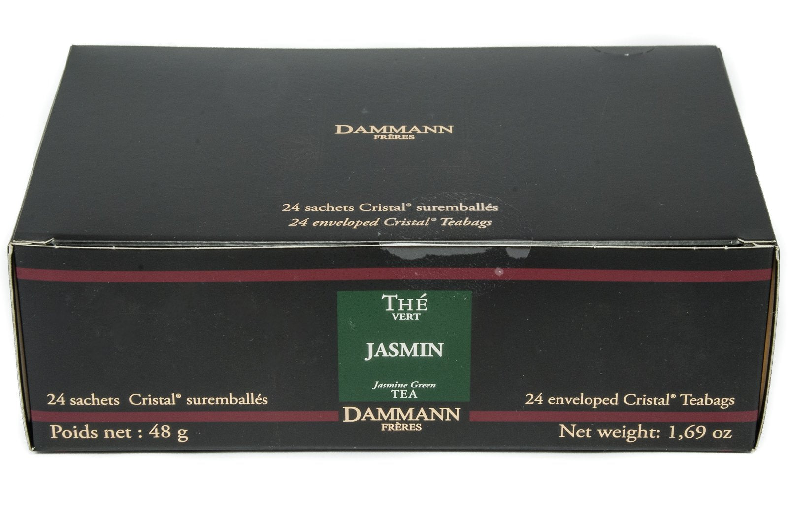 Dammann Freres Sachets, Vert Au Jasmin Tea Bags, Premium Gourmet French Jasmine Green Tea, Individually Wrapped, 24 Count (Singl