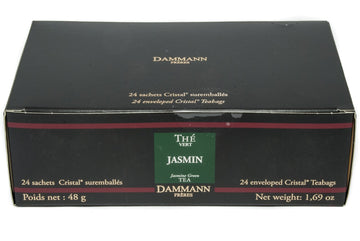 Dammann Freres Sachets, Vert Au Jasmin Tea Bags, Premium Gourmet French Jasmine Green Tea, Individually Wrapped, 24 Count (Singl