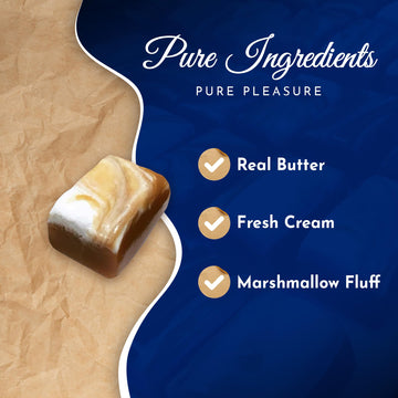 Dallas Caramel Company - Marshmallow Caramel Candy - Gourmet Buttery Caramels With Soft Marshmallow Cream - Handcrafted - Indivi