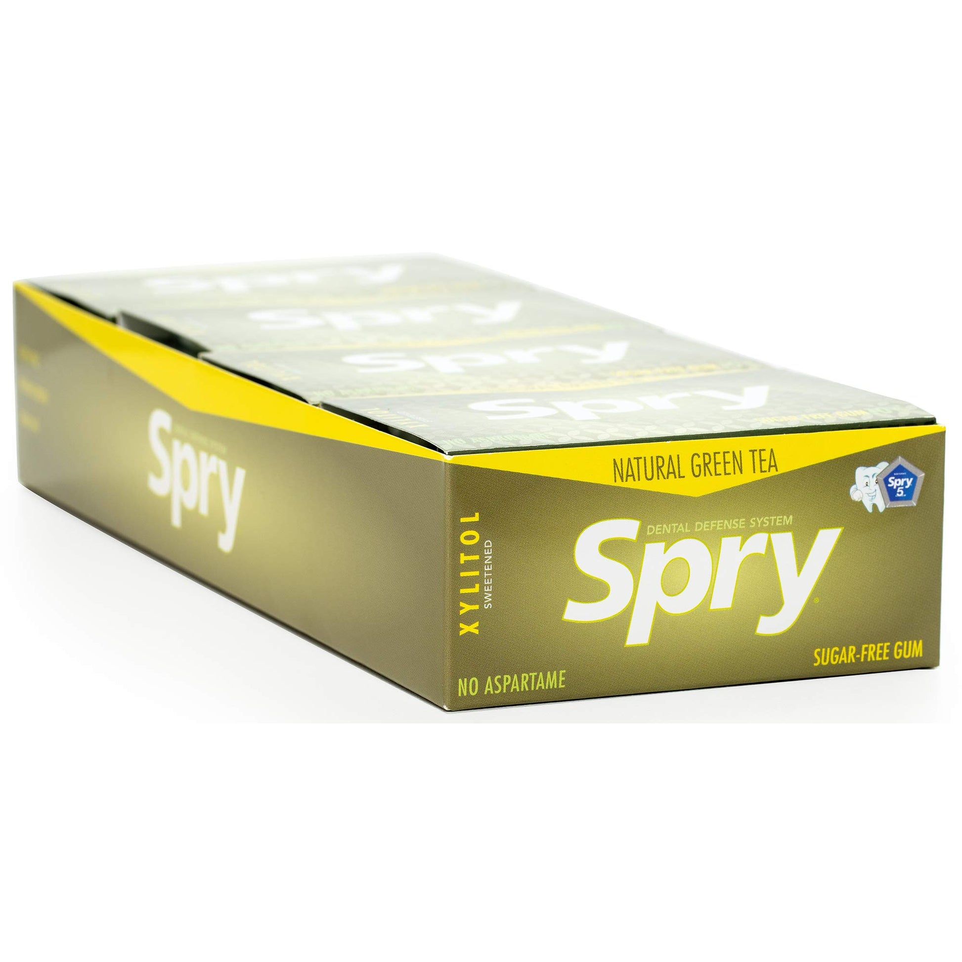 Spry Fresh Natural Xylitol Chewing Gum Dental Defense System Aspartame-Free Sugar Free Gum (Green Tea, 10 Count Blister Cards -