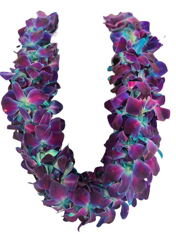 Fresh Hand Made Dendrobium Orchid Lei Purple (White)