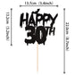 1 Pcs Halloween Theme Happy 30Th Birthday Cake Topper Glitter Cheers To 30 Years Bat Halloween Cake Pick For Halloween Happy 30T