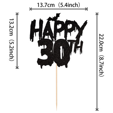 1 Pcs Halloween Theme Happy 30Th Birthday Cake Topper Glitter Cheers To 30 Years Bat Halloween Cake Pick For Halloween Happy 30T