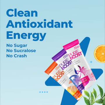 Pureboost Clean Energy Drink Mix - Sugar-Free, B12, Antioxidants, Electrolytes - 30 Stick Packs - Combo Pack