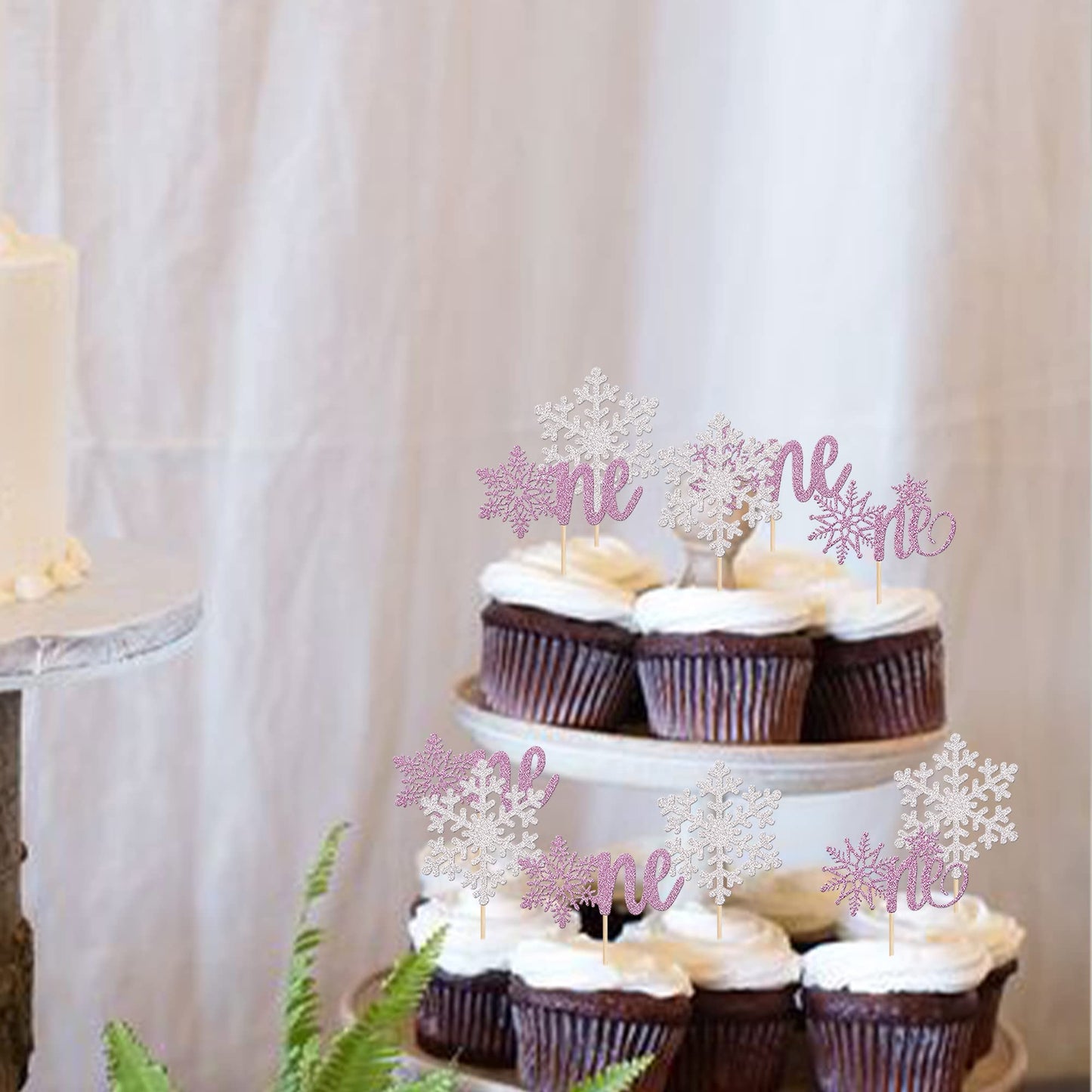 Rsstarxi 36 Pack Snowflake 1St Birthday Cupcake Toppers Purple Silver First Birthday Snowflake One Cupcake Picks For Winter Them