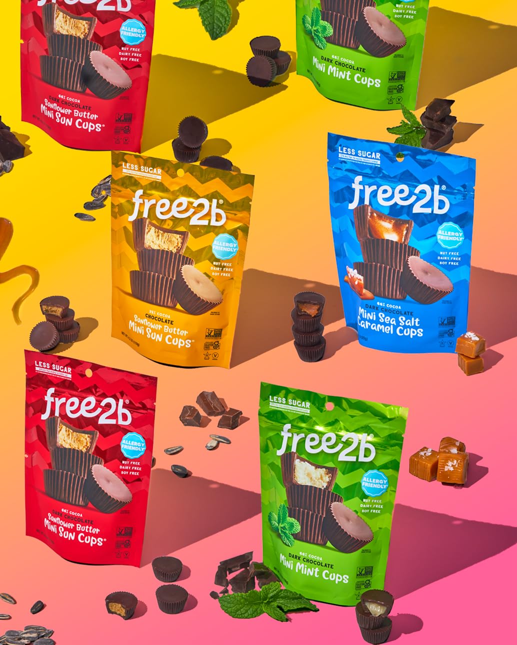Free2B Mini Cups Variety Pack, Safe For School And Allergy Friendly - Gluten-Free, Dairy-Free, Nut-Free, And Soy-Free - Dark Cho