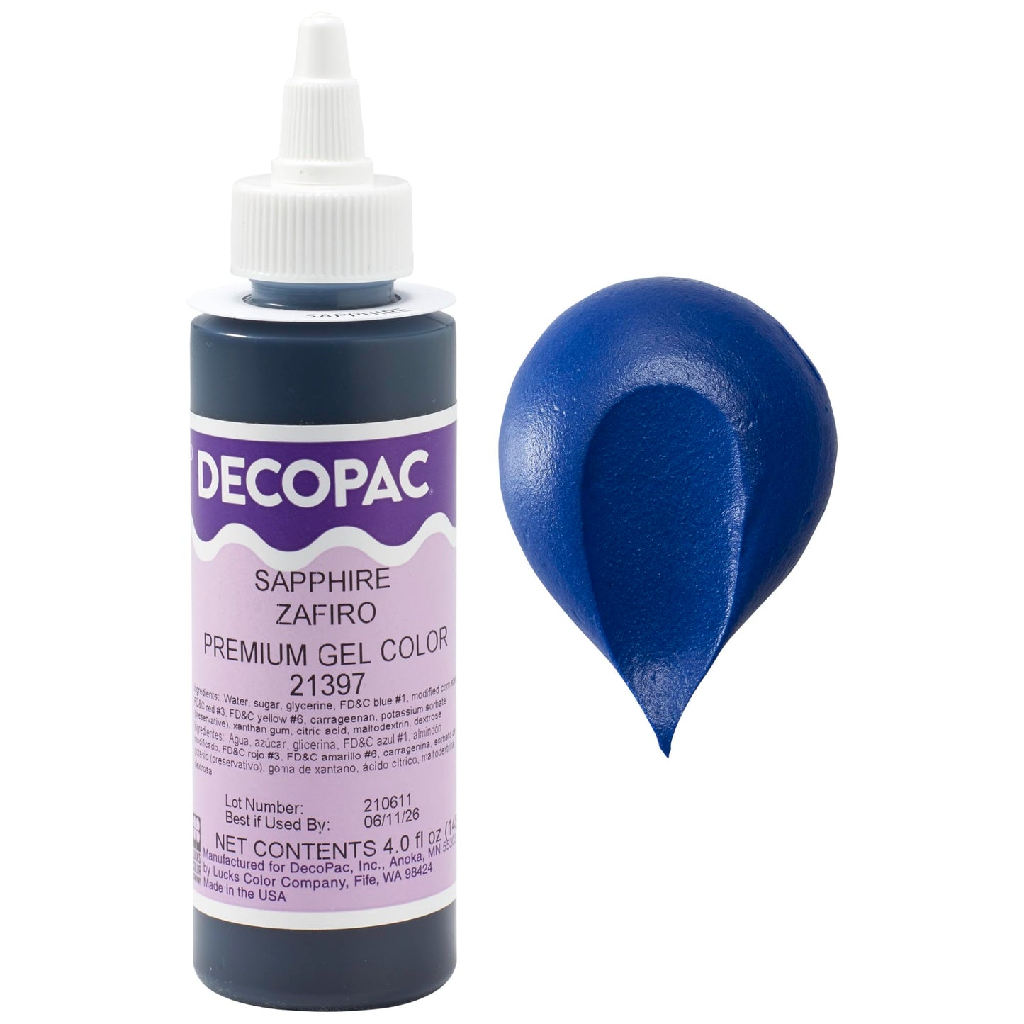 DecoPac Sapphire Trend Gel Color Cake Decorations, Blue - 4 Fl Oz, Model 21397