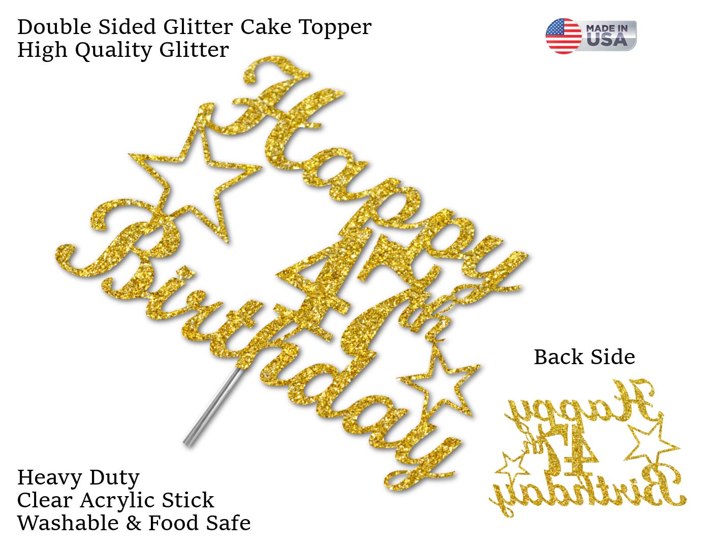 47 Birthday Cake Topper Gold Glitter, Party Decoration Ideas, Premium Quality, Sturdy Doubled Sided Glitter, Acrylic Stick. Made