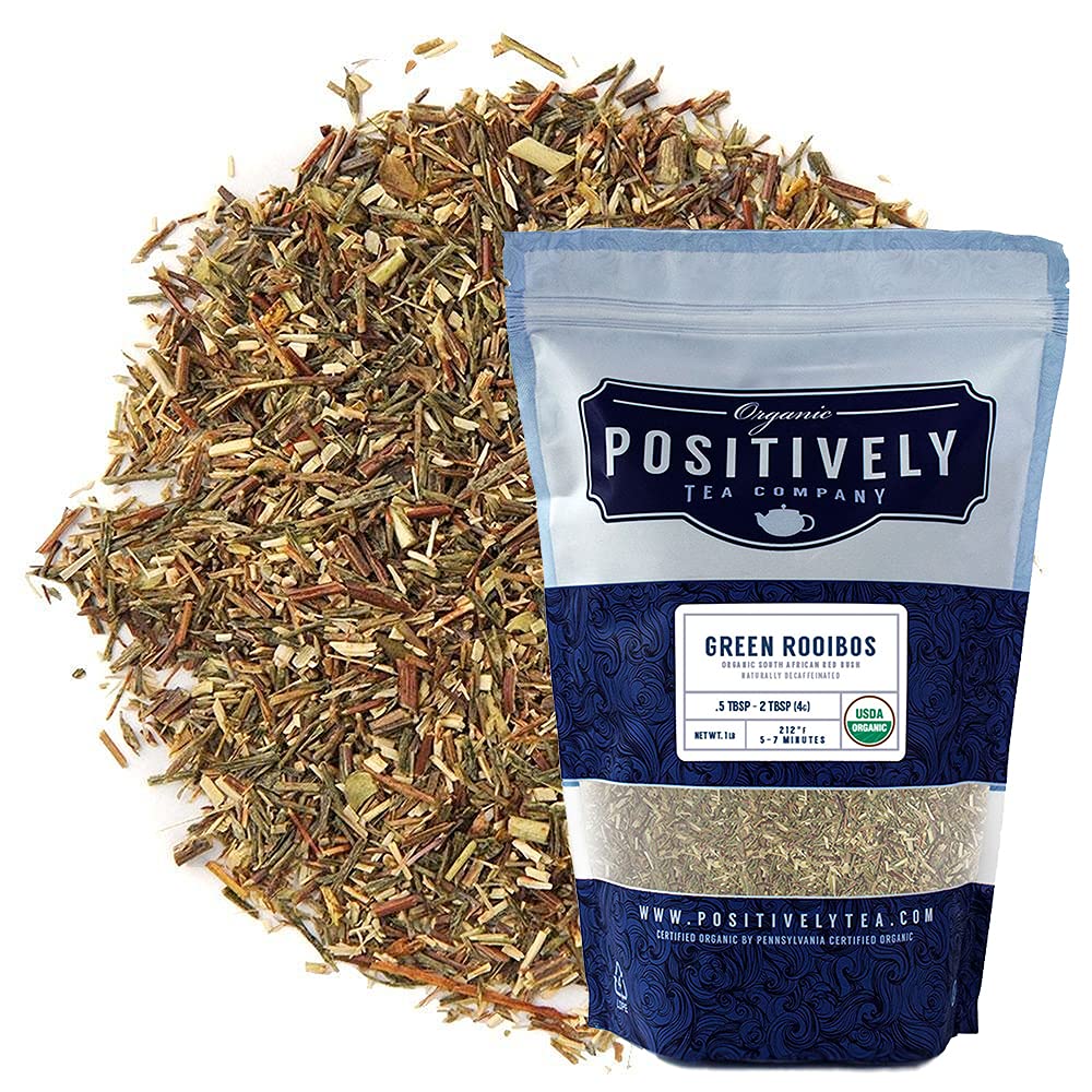 Organic Positively Tea Company South African Green Rooibos Tea Loose Leaf 16 Ounce