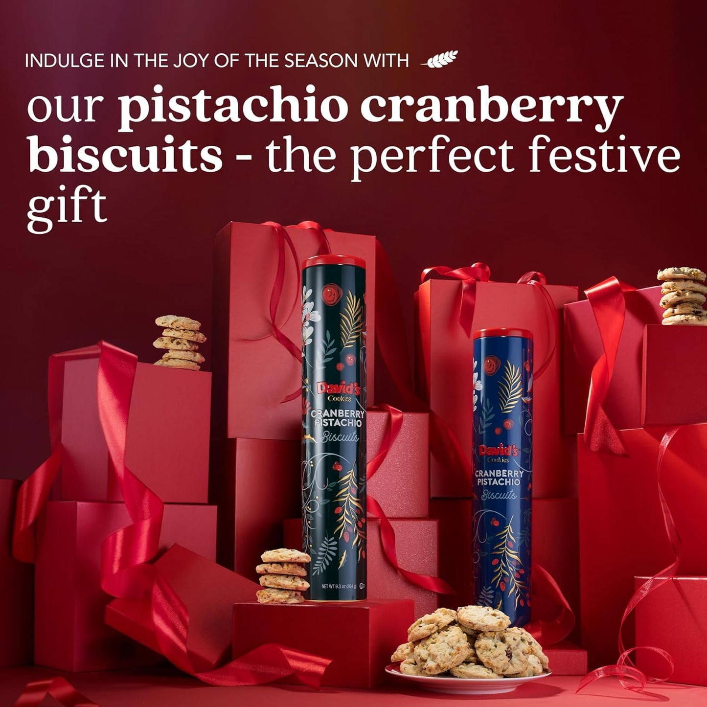 Davids Cookies Cranberry Pistachio Biscuits - Gourmet Snacks, 2 Count Pack