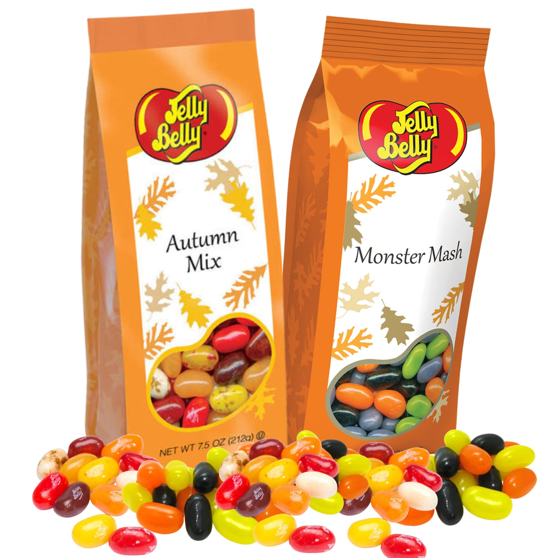 Jelly Belly Shareable Candy Bags, Fall And Halloween Colored Jelly Beans Dish Fillers, Fruit Flavored Bite Size Chewy Candies, 7