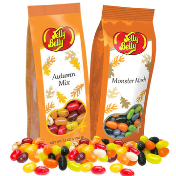 Jelly Belly Shareable Candy Bags, Fall And Halloween Colored Jelly Beans Dish Fillers, Fruit Flavored Bite Size Chewy Candies, 7