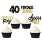 24 Pcs Glitter 40th Birthday Cupcake Toppers for Celebrating Forty Years Old Birthday Party Decorations (Black&Gold)