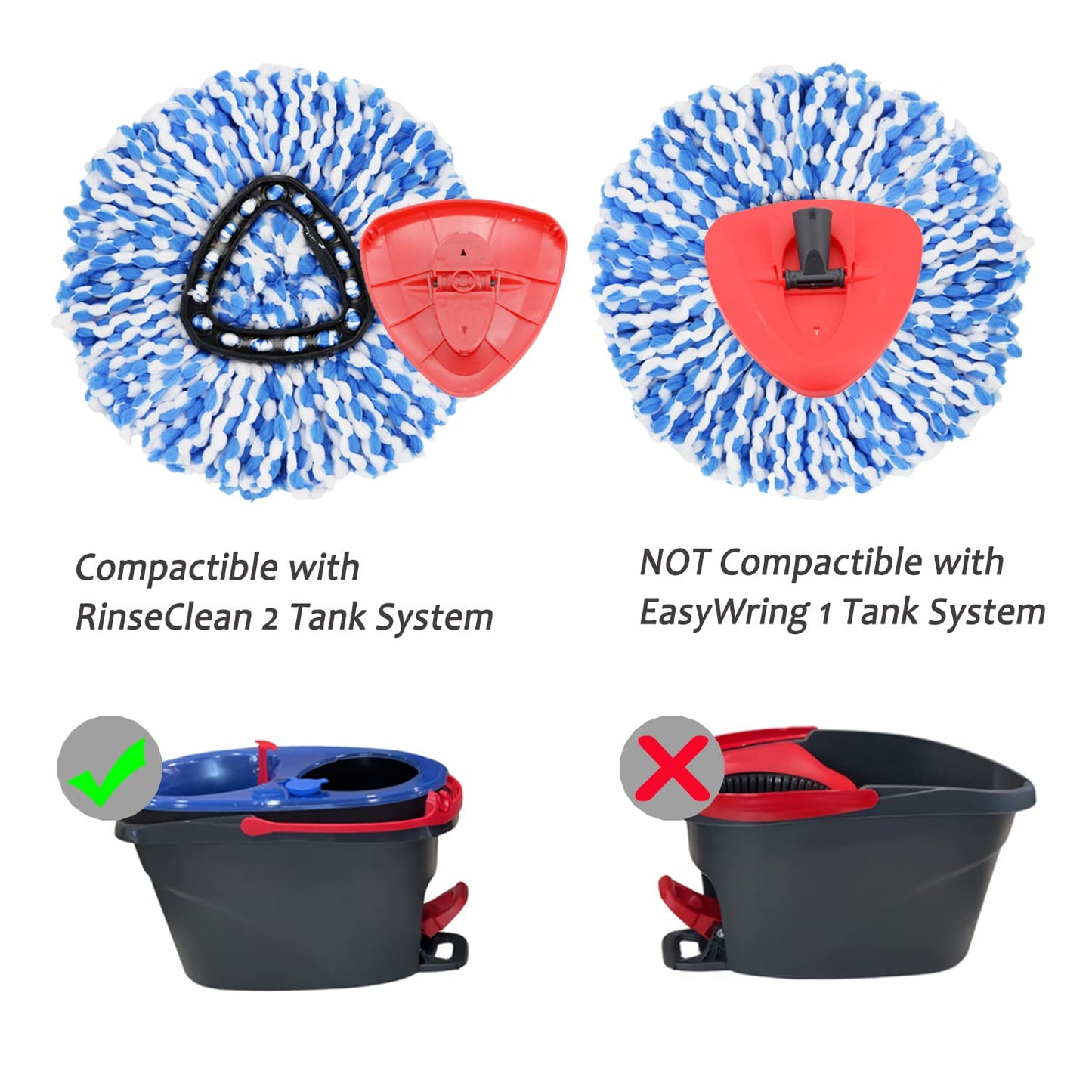 4 Pack Spin Mop Replacement Heads Microfiber Mop Refills Compatible With 2 Tank System Replace Head Safe For Cleaning All Hard-S
