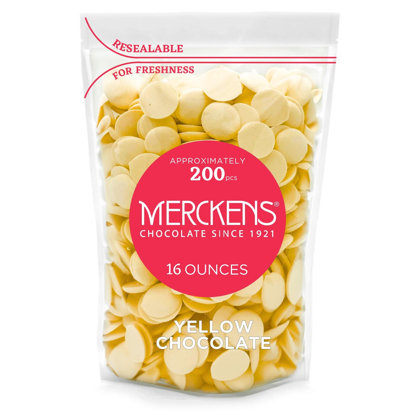 KIDU Merckens Yellow Chocolate Melting Wafers 16 Ounces Bulk Perfect For Dipping, Deserts, Baking And More - 1 Pound