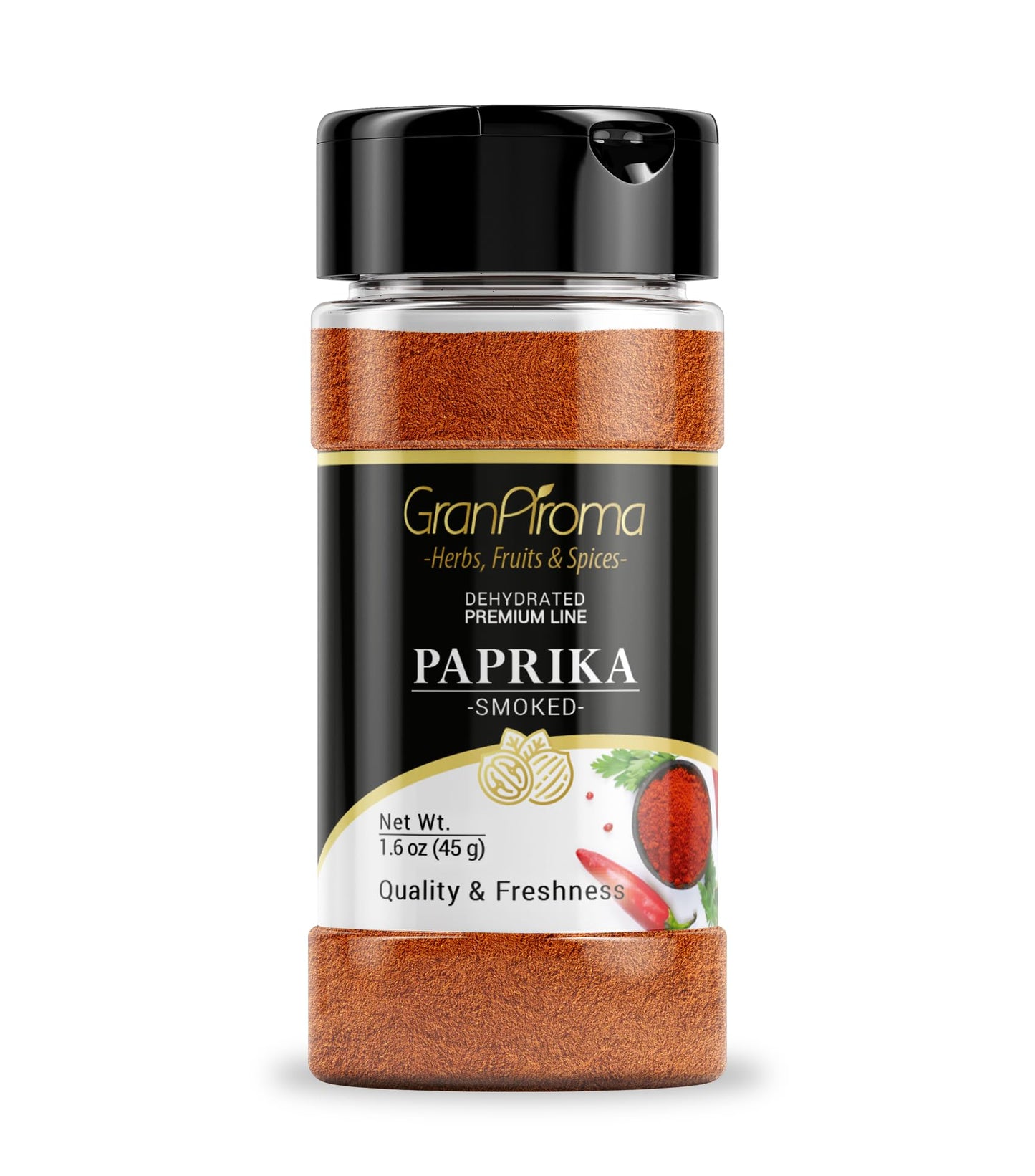 GranAroma Smoked Paprika Fine Ground, Strong & Smoky Taste, 1.6 Ounce