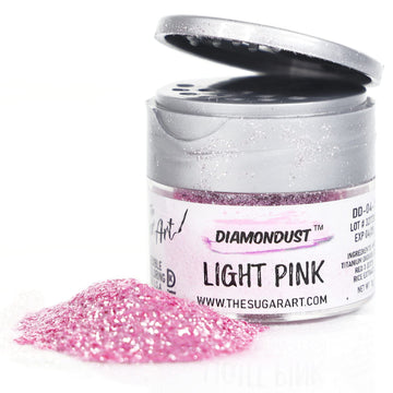 Light Pink Edible Glitter For Drinks, Cocktails, Cake Decorating, Strawberries, Chocolates & More | No Taste | 4G | 100% Food-Safe | Kosher, Vegan, Gluten & Nut Free | Diamondust By The Sugar Art