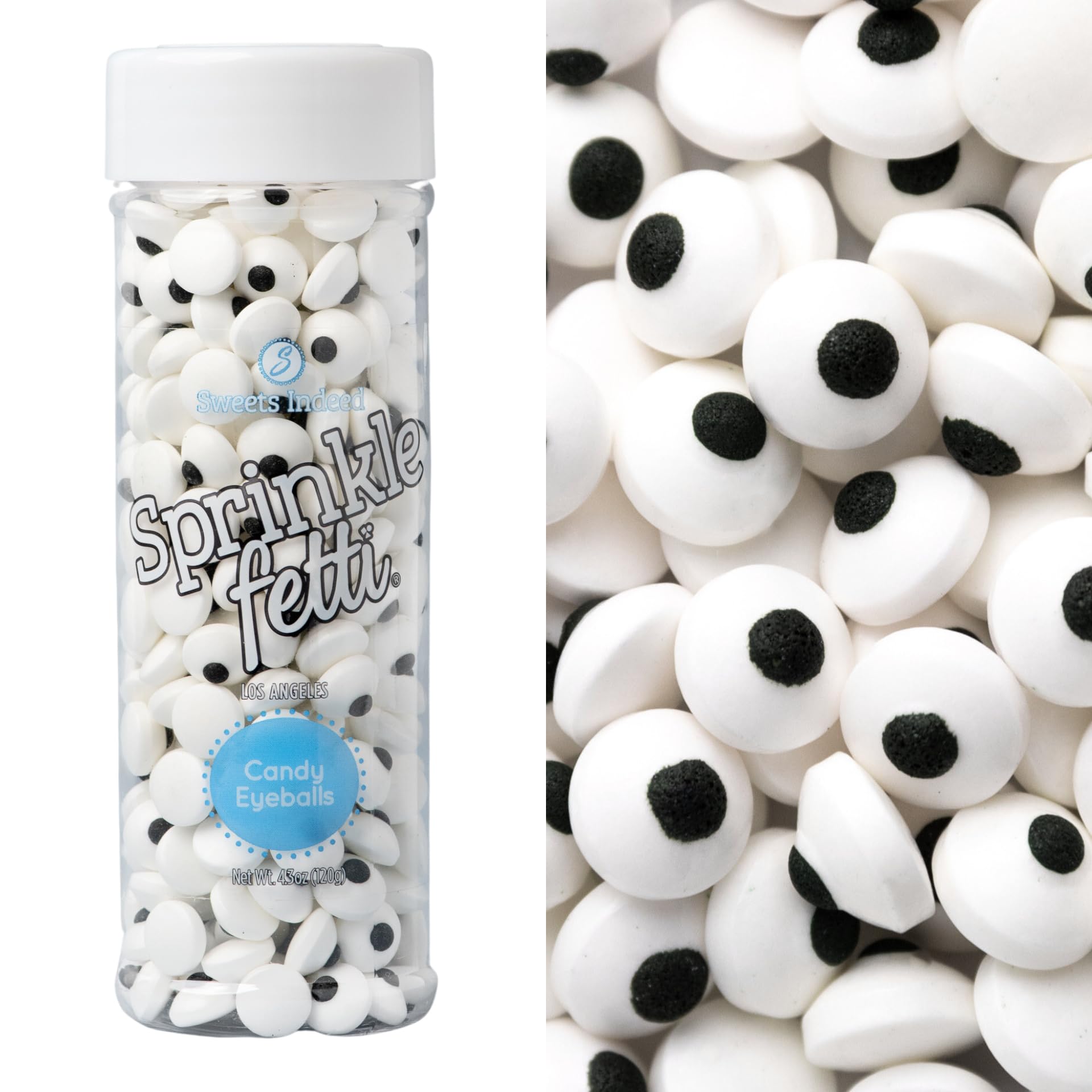 Sweets Indeed Bulk Candy Eyeballs, 300 Edible Eyes, Halloween Sprinkles, Perfect for Cake Decorations, Baking, Ice Cream, Cookie