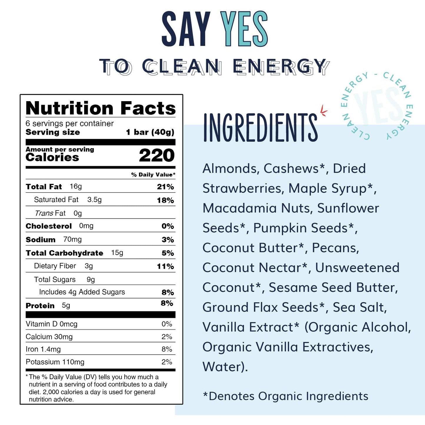 The YES Bar Strawberry Coconut Protein Bar - Vegan, Gluten Free, Low Sugar - 6 Count