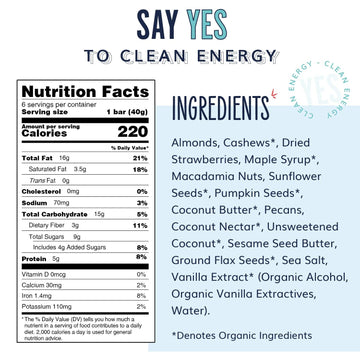 The YES Bar Strawberry Coconut Protein Bar - Vegan, Gluten Free, Low Sugar - 6 Count