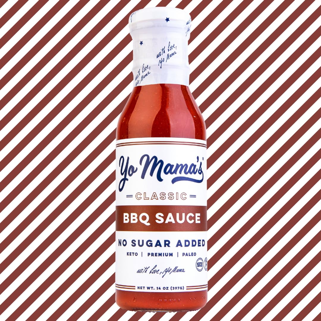 Yo Mamas Foods Keto Barbecue Sauce - No Sugar Added, Low Carb, Vegan, Gluten Free - 14 Ounce