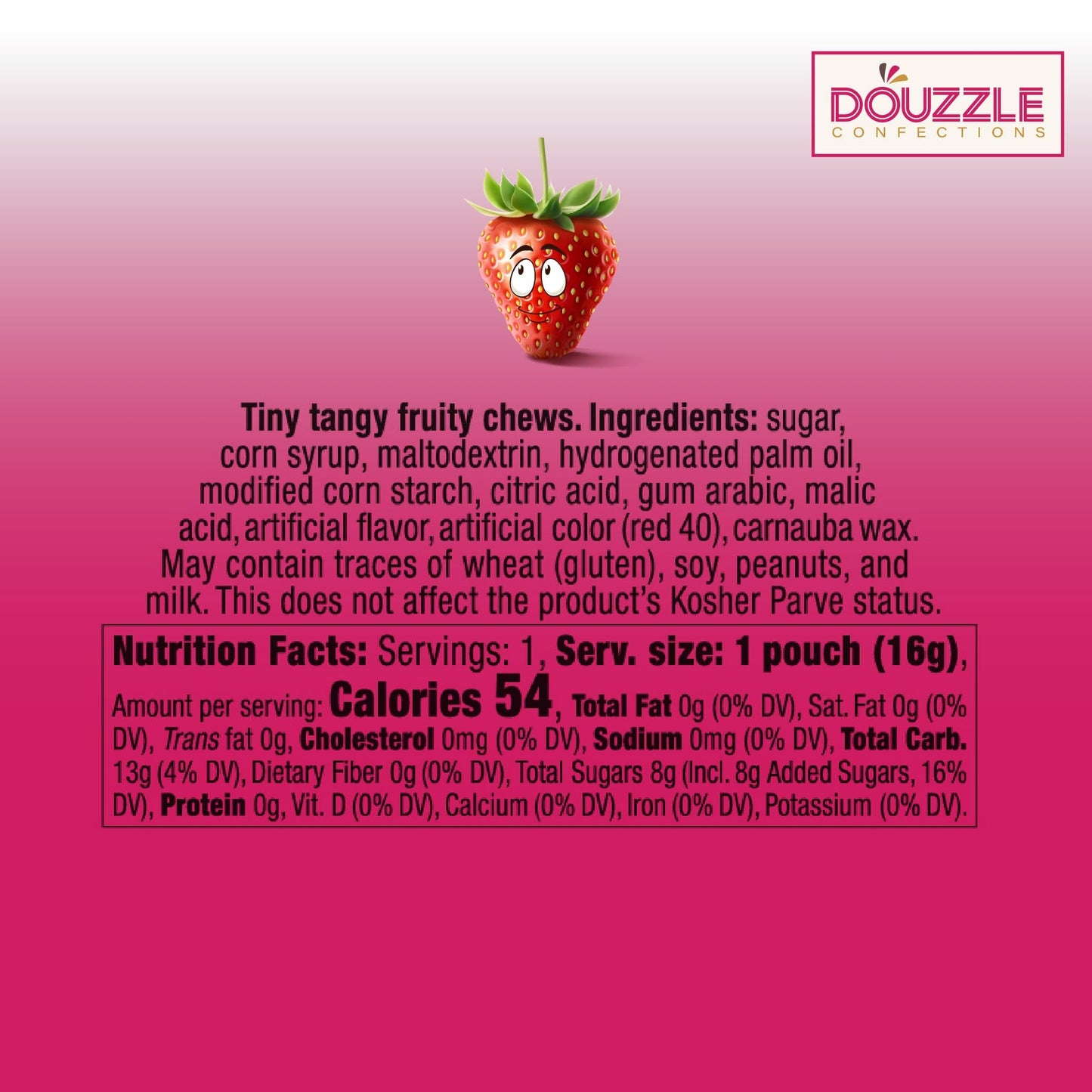 DOUzzle Back To School Oodles Strawberry Tiny Tangy Fruity Chews Mix (12 Count, 1 Pack) Individually Wrapped, Party Favor, Goodi