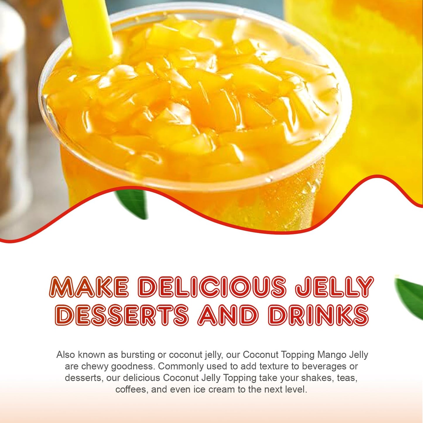 Fanale Coconut Jelly Topping for Bubble Tea, 8.3 lb, Mango Flavor