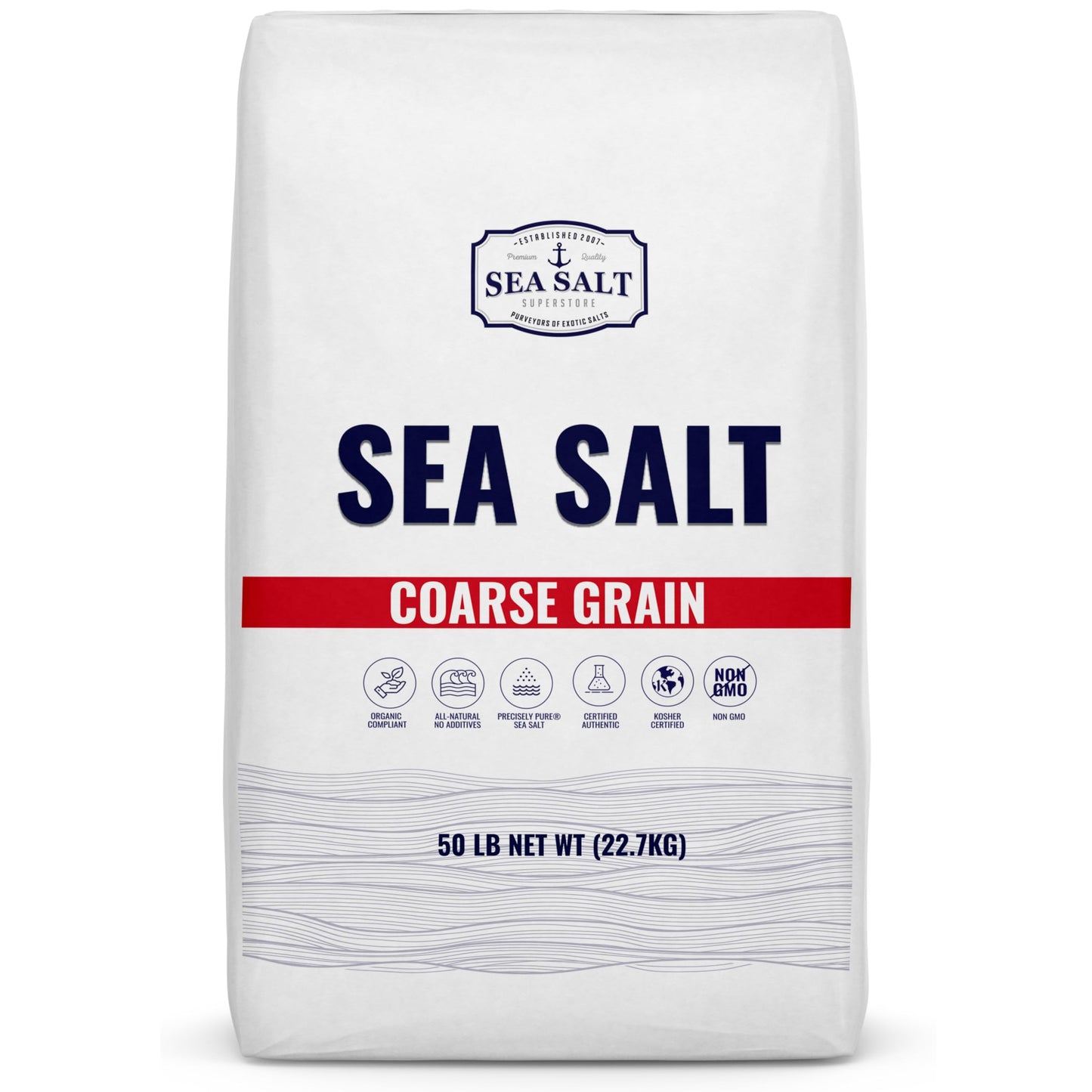 Bulk Kosher Mixed Grain (fine and coarse) Sea Salt for Commercial Use, Food Grade Non-Iodized with No Additives, Pure & Unrefine