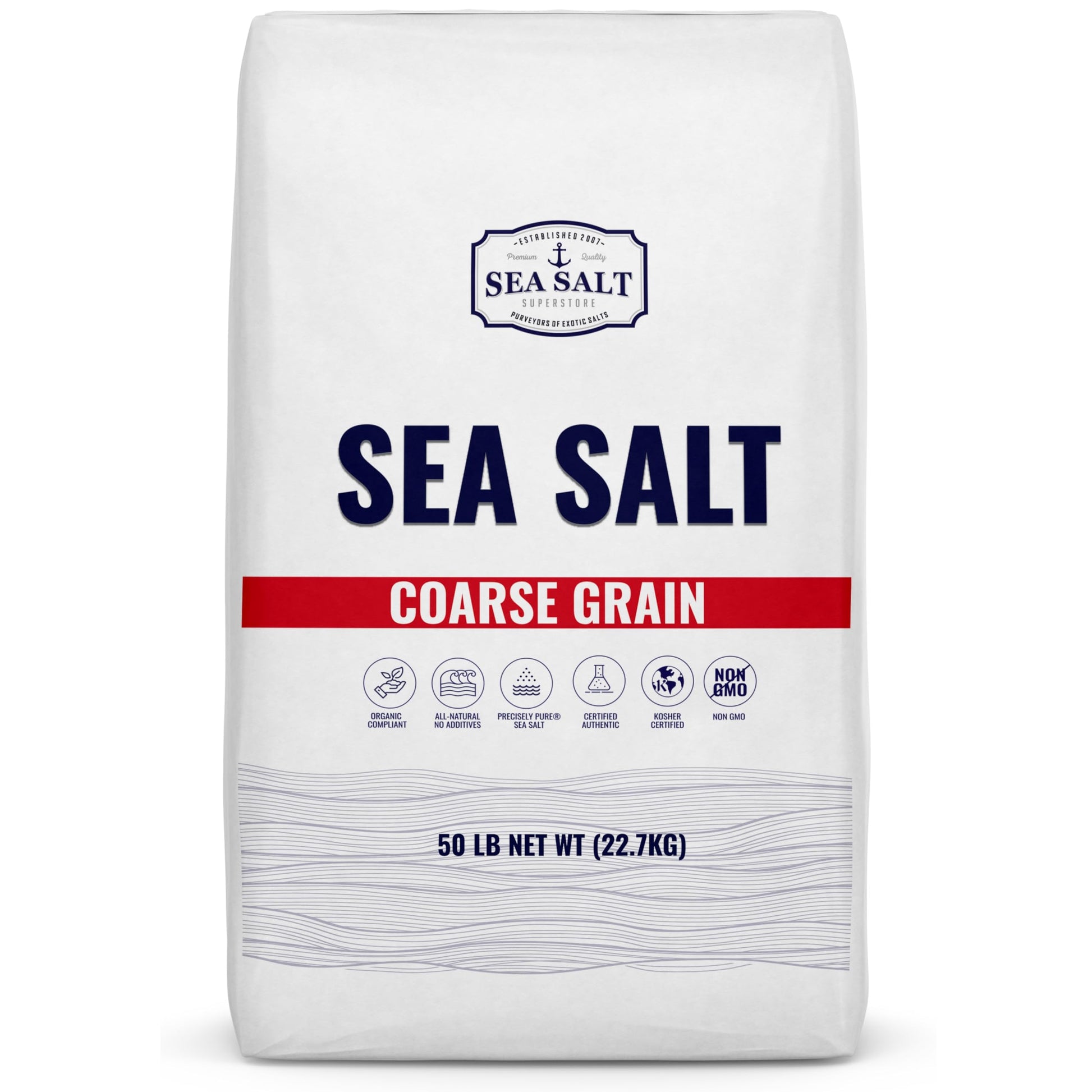 Bulk Kosher Mixed Grain (fine and coarse) Sea Salt for Commercial Use, Food Grade Non-Iodized with No Additives, Pure & Unrefine
