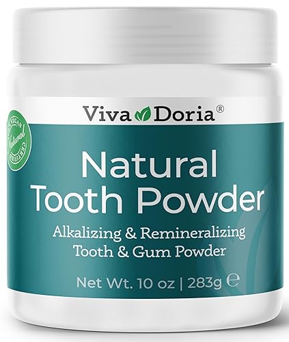 Viva Doria Natural Tooth Powder | Remineralizing Tooth Powder | Natural Teeth Whitening Powder | Toothpaste Power | Breath Freshener | Refreshing Mint Flavor | 10 Oz