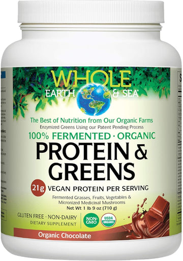 Whole Earth & Sea From Natural Factors  Organic Fermented Protein & Greens  Vegan Whole Food Dietary Support  Chocolate  1Lb 9 Oz