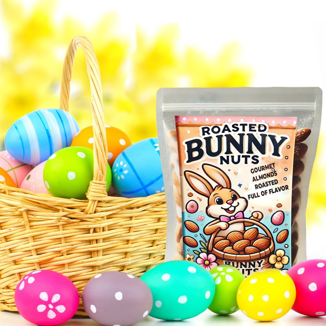 Gears Out Roasted Bunny Nuts - Gourmet Salted Almonds, 8oz Bag, Perfect for Easter Gifts and Holiday