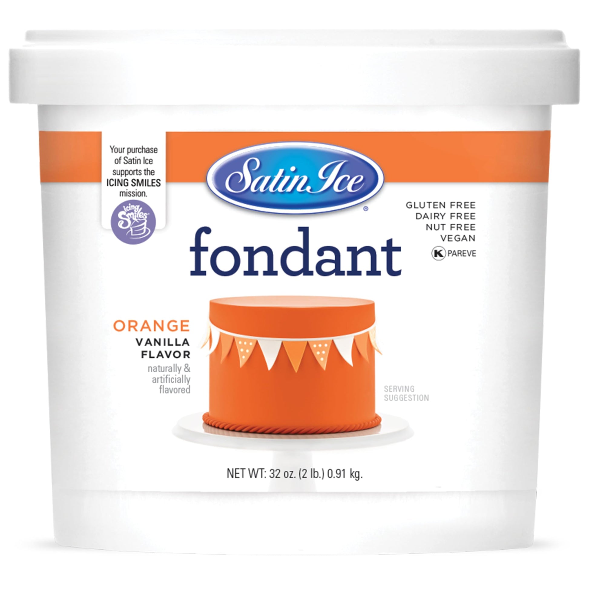 Satin Ice Fondant, Orange, 2 Pound