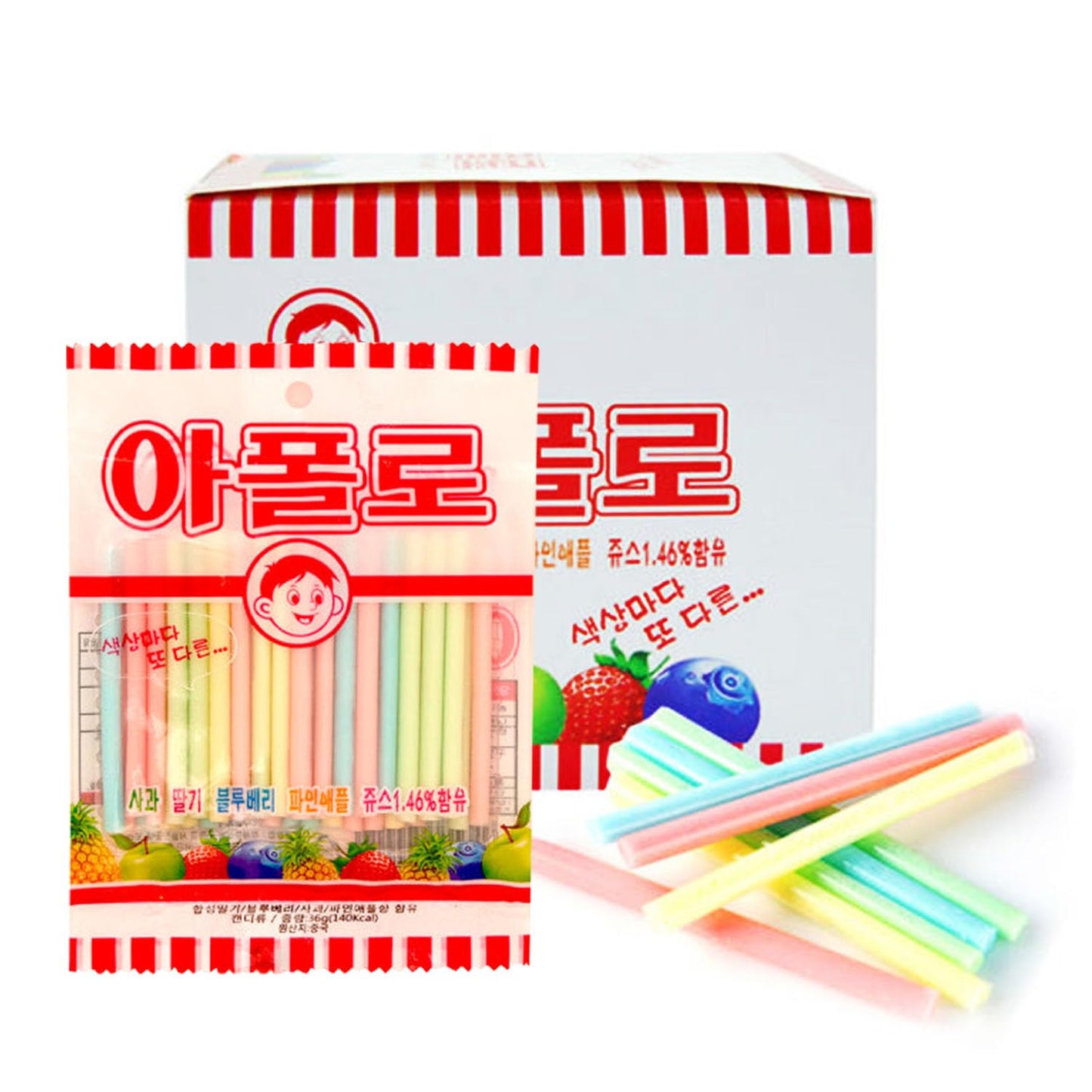 Sookwang K-Snack Straw Candy – Assorted Flavors: Strawberry, Blueberry, Apple, Pineapple – 6.34oz (180g) Squeezable