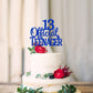 Blue Glitter 13 Official Teenager Cake Topper, Cheers To 13 Years Decor, 13Th Birthday Party Decorations