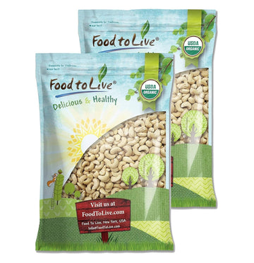 Food to Live Organic Cashews, 18 Pounds - Whole, Size W-240, Unsalted, Non-GMO, Kosher, Raw, Vegan, Bulk