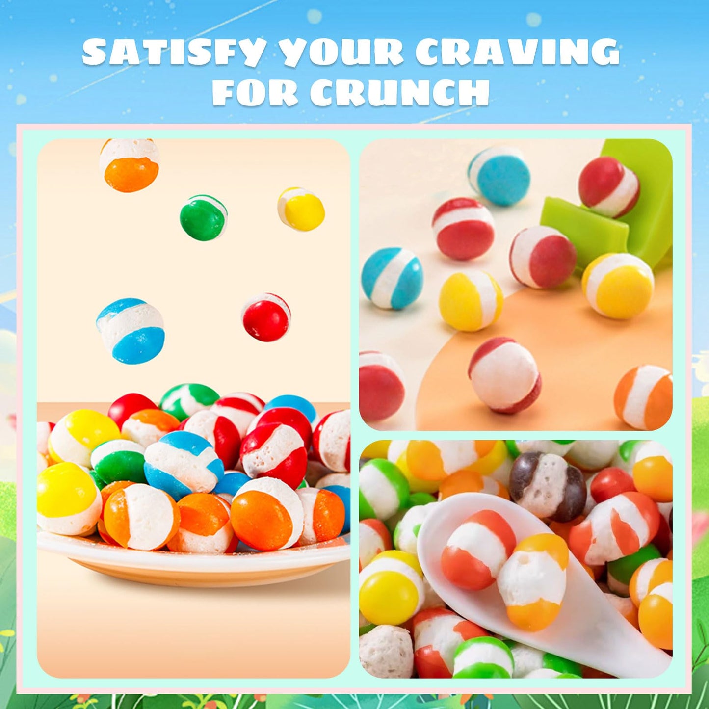 APEXY Freeze Dried Rainbow Candy Assorted Flavors - Dehydrated Crunchy   4.23oz (120g) - Resealable Pouch