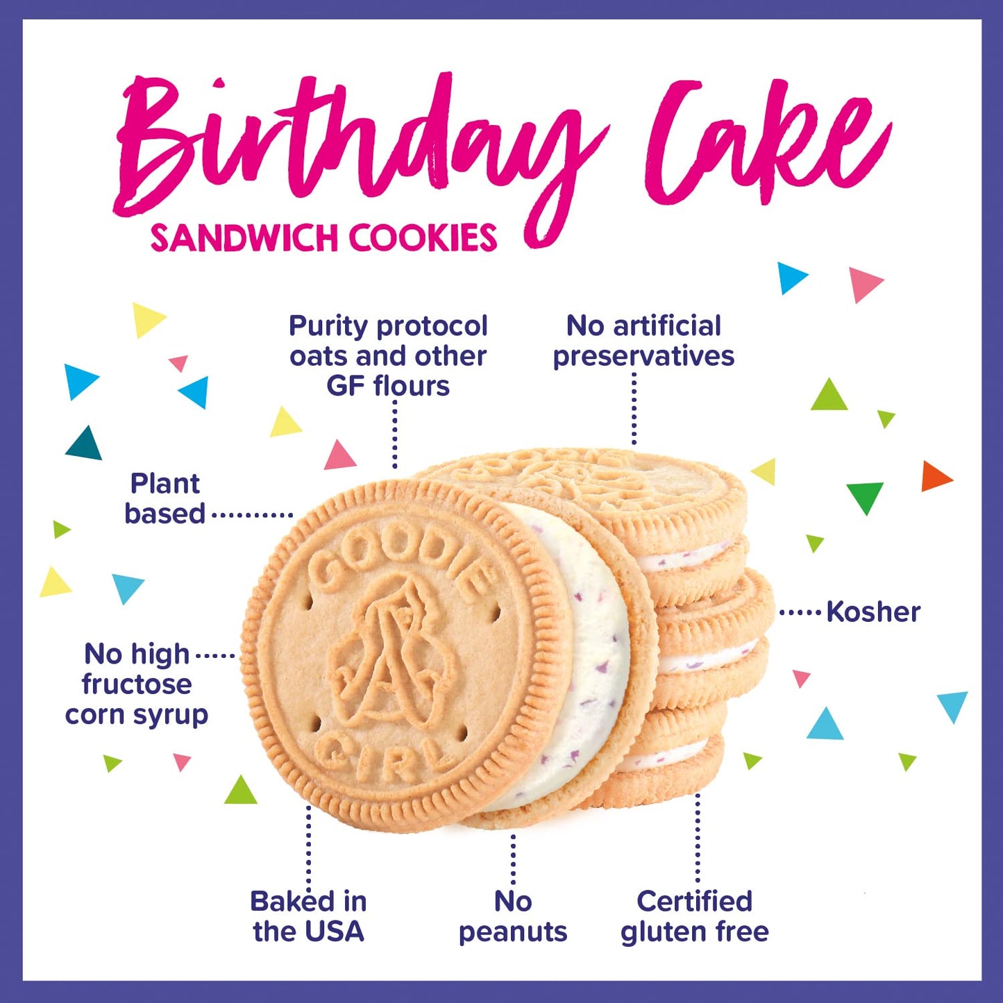 Goodie Girl Birthday Cake Gluten Free Cookies | Gluten Free, Peanut Free, Egg Free, Dairy Free (Includes 1 Box)