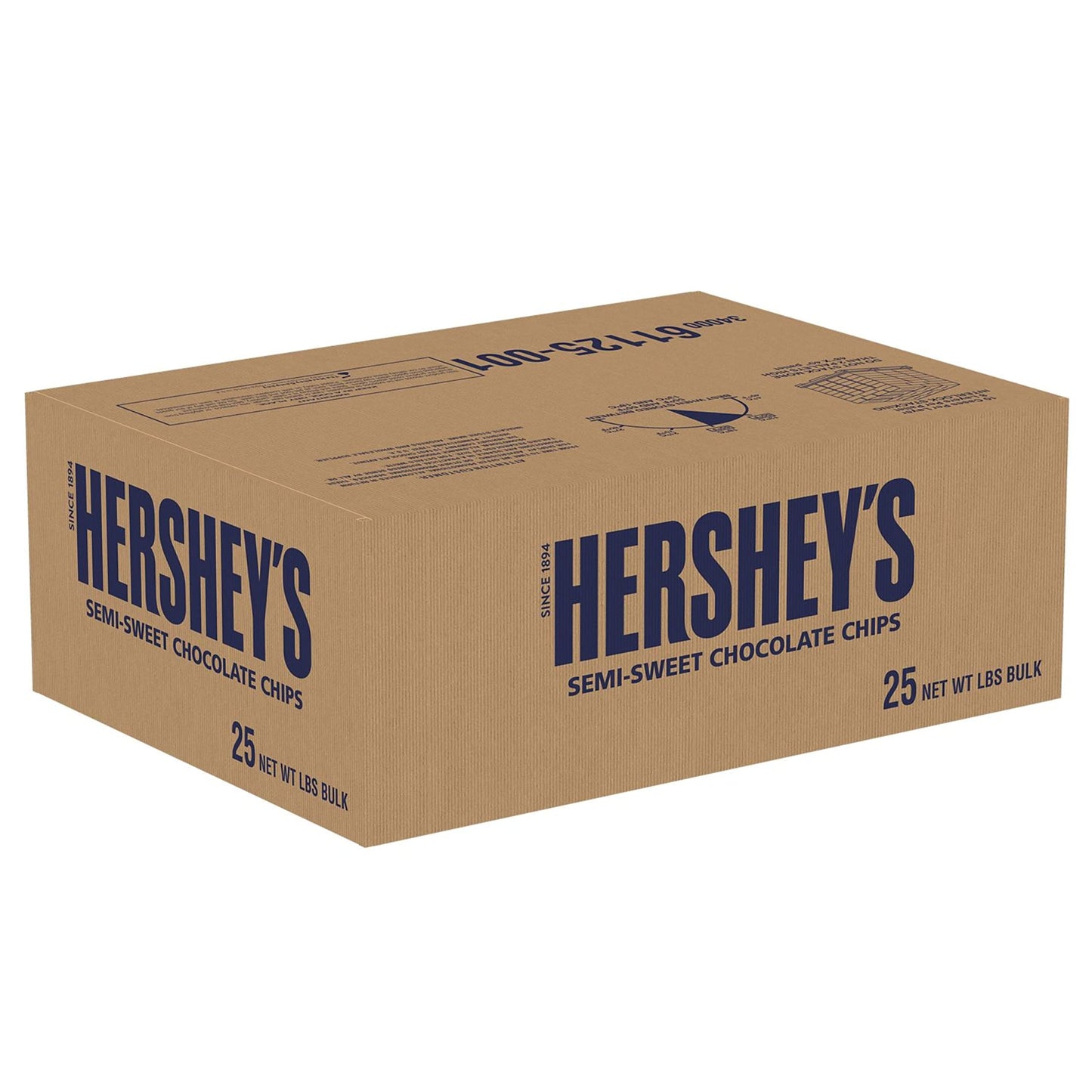 HERSHEYS Semi Sweet Chocolate Baking Chips, Baking, Gluten Free, No Preservatives, 25 lb Case